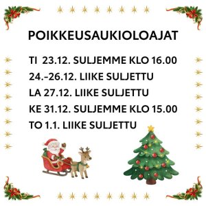 🎄 Poikkeusaukioloajat